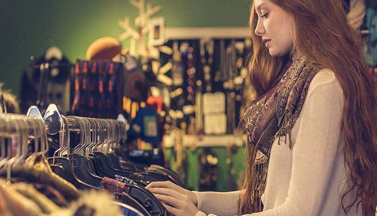 Girl checking clothes