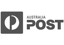 The australia post logo on a white background.